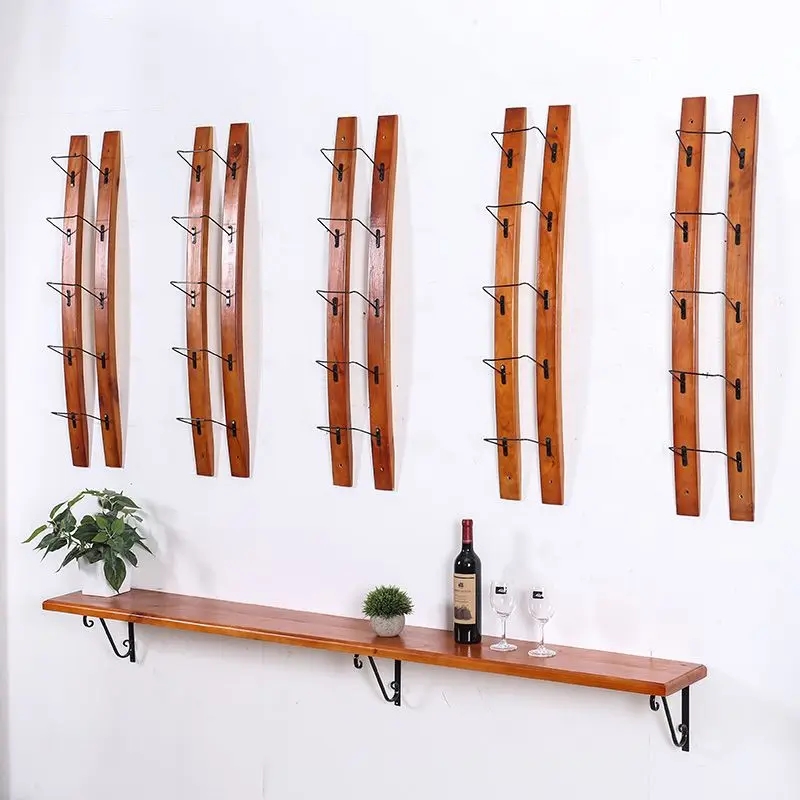Porte-bouteille mural bois rustique — 5 Niveaux