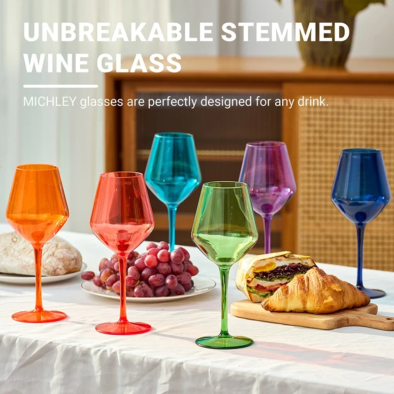 Lot 6 verres à Vin en Plastique Colorés