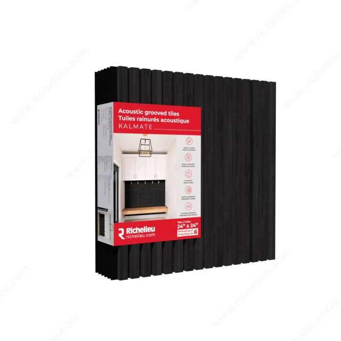 Ensemble de 6 tuiles rainurées acoustiques Kalmate - Chêne noir
