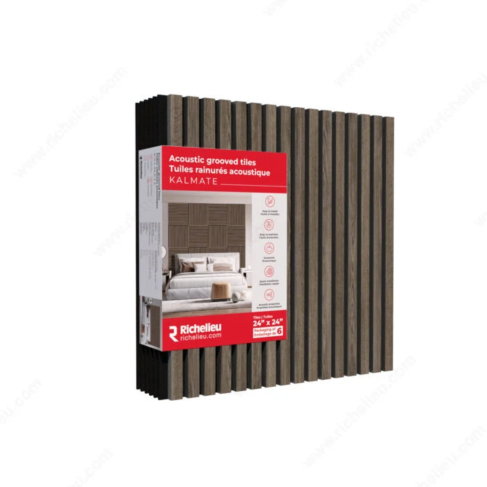 Ensemble de 6 tuiles rainurées acoustiques Kalmate - Noyer