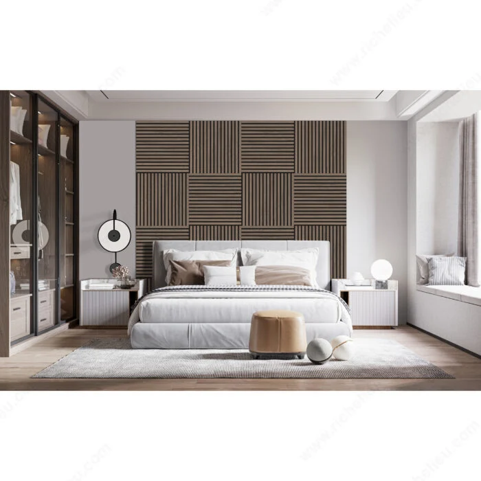 Ensemble de 6 tuiles rainurées acoustiques Kalmate - Noyer