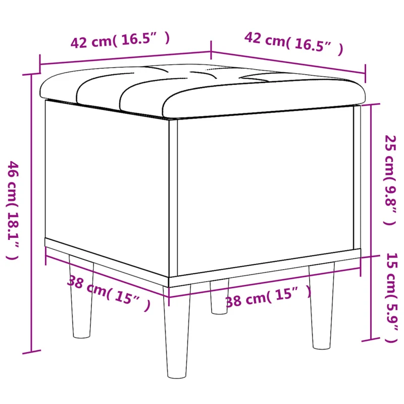 Banc banquette tabouret avec espace de rangement 42 x 42 x 46 cm en bois d'ingénierie blanc DEC024710