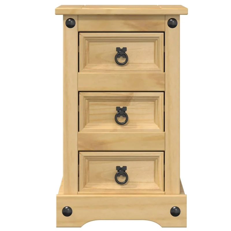 Table de chevet avec 3 tiroirs 35 x 32,5 x 58 cm bois de pin massif DEC033899