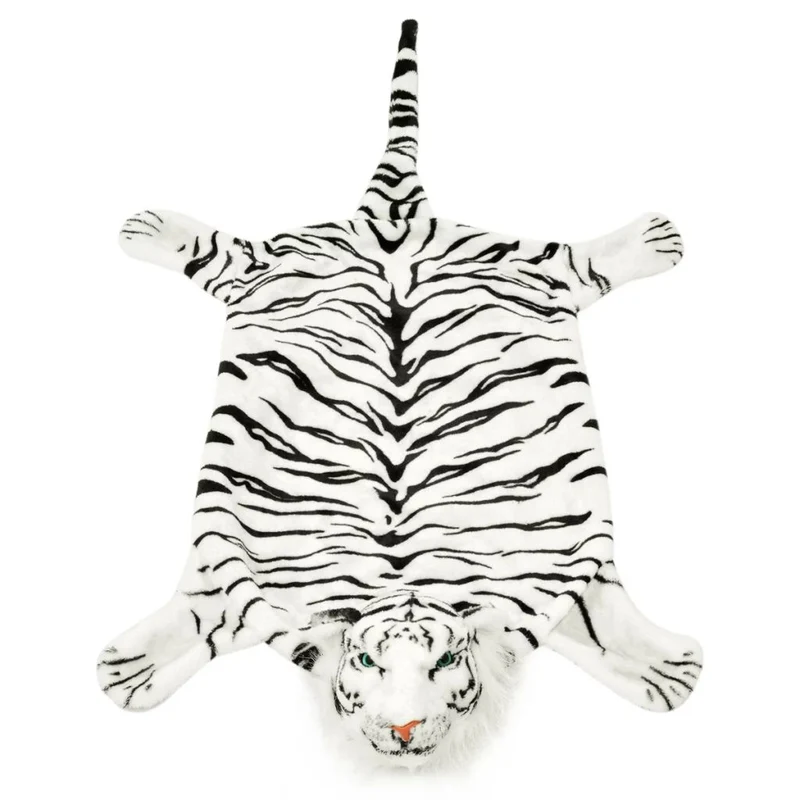 Tapis en peluche en forme de tigre 144 cm Blanc DEC024172
