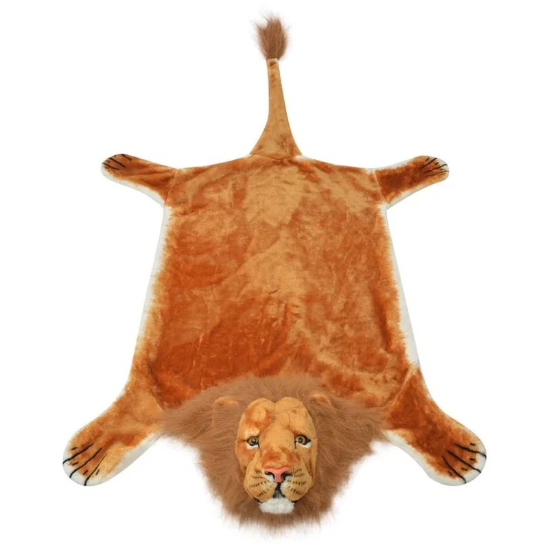 Tapis en peluche en forme de lion 205 cm Marron DEC024174