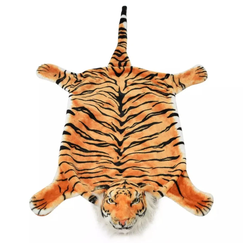 Tapis en peluche en forme de tigre 144 cm Marron DEC024171