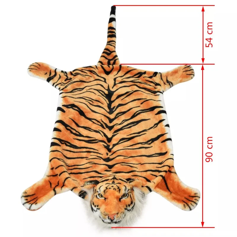Tapis en peluche en forme de tigre 144 cm Marron DEC024171