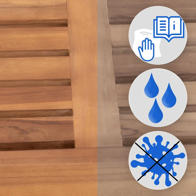 Banc de jardin en teck massif avec dossier à barreaux et accoudoirs – 150 cm 10_0008622