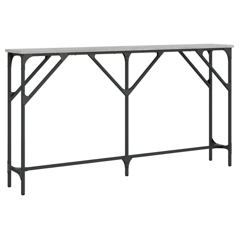 Table d'appoint console d'entrée 140 x 23 x 75 cm bois d'ingénierie gris et métal DEC032215
