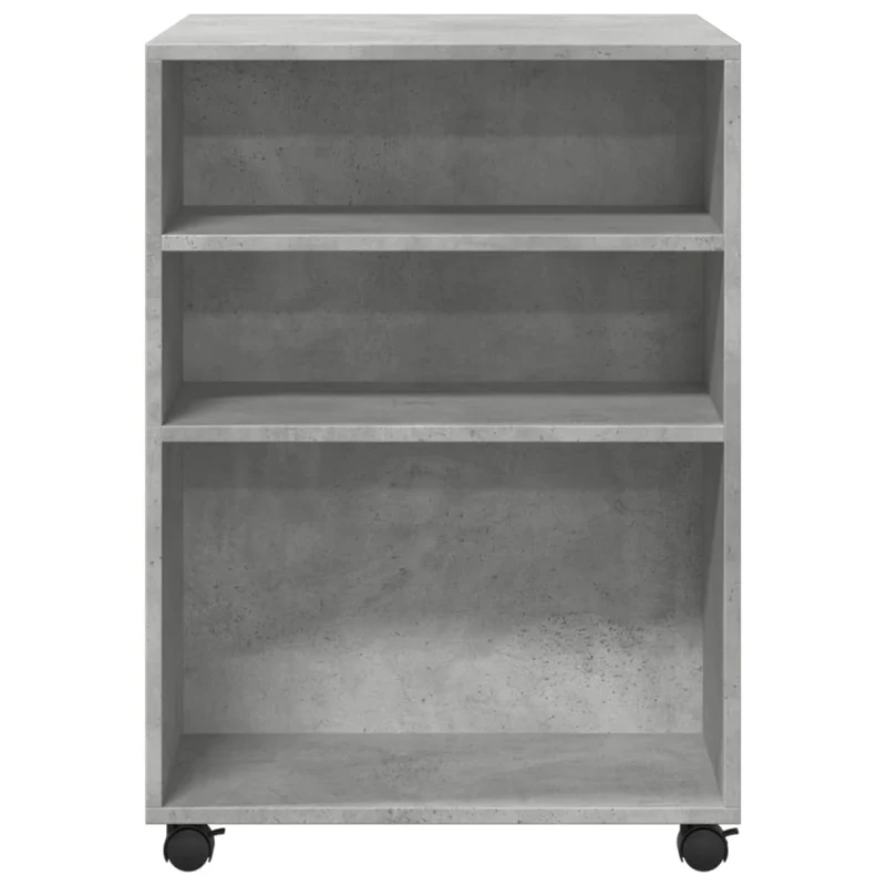 Table d'appoint sur roulettes avec compartiments et étagère en bois d'ingénierie couleur gris béton DEC024617