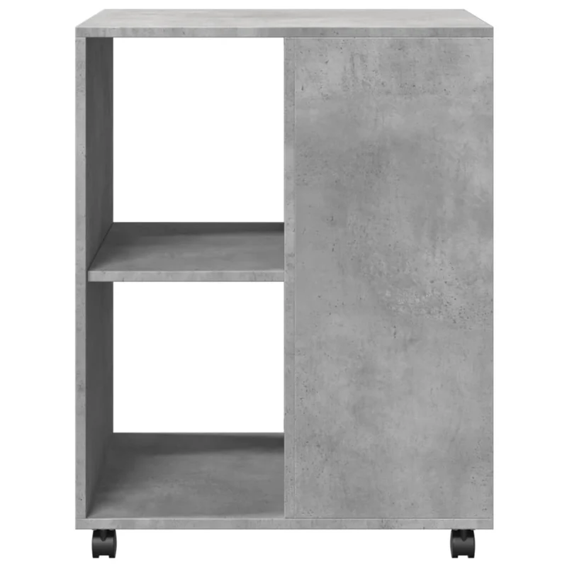 Table d'appoint sur roulettes avec compartiments et étagère en bois d'ingénierie couleur gris béton DEC024617