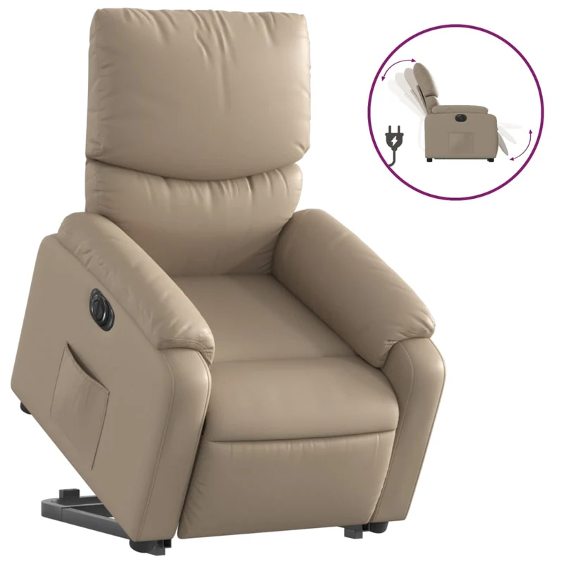 Fauteuil relax TV fonction de levage électrique très confortable en PVC couleur cappuccino DEC028251