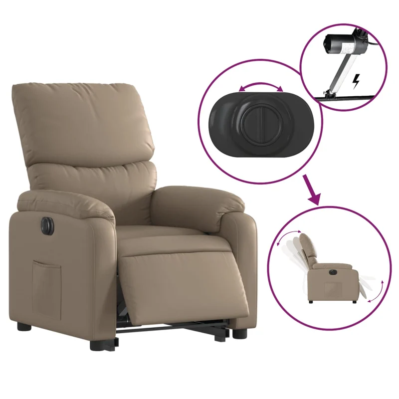Fauteuil relax TV fonction de levage électrique très confortable en PVC couleur cappuccino DEC028251