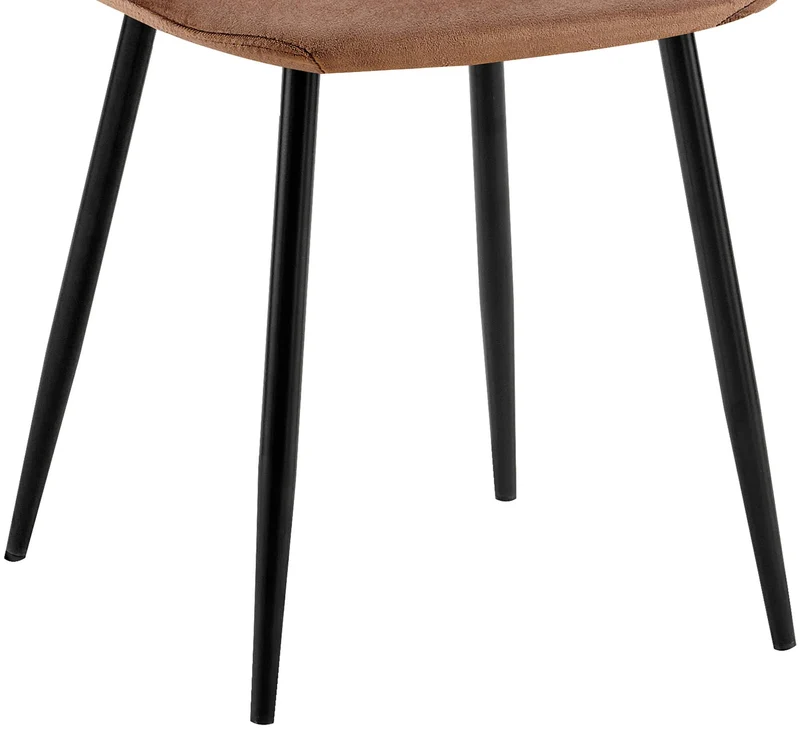 Lot de 4 chaises de salle à manger coutures décoratives verticales assise en velours maron pieds métal noir mat 10_0001756