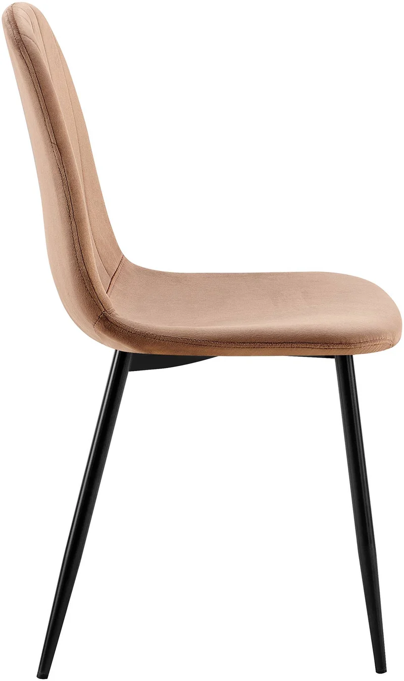 Lot de 4 chaises de salle à manger coutures décoratives verticales assise en velours maron pieds métal noir mat 10_0001756