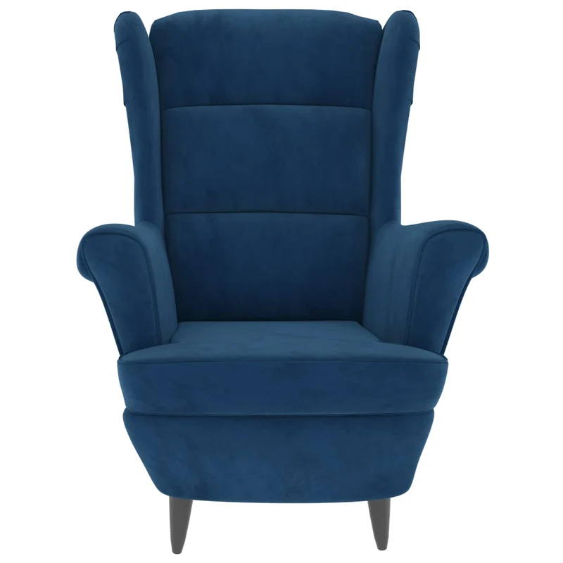 Fauteuils relax avec rebords latérals et repose-pieds en velours bleu DEC028689