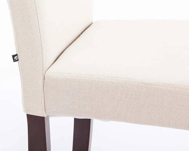 Lot de 4 chaises de salle à manger design moderne en tissu crème pieds en bois marron foncé 10_0001769