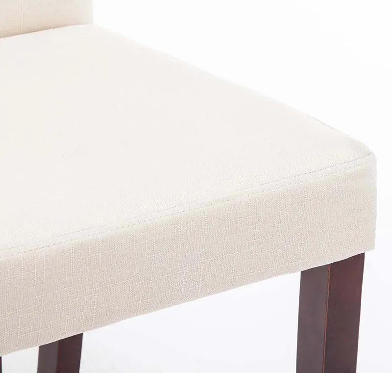Lot de 4 chaises de salle à manger design moderne en tissu crème pieds en bois marron foncé 10_0001769