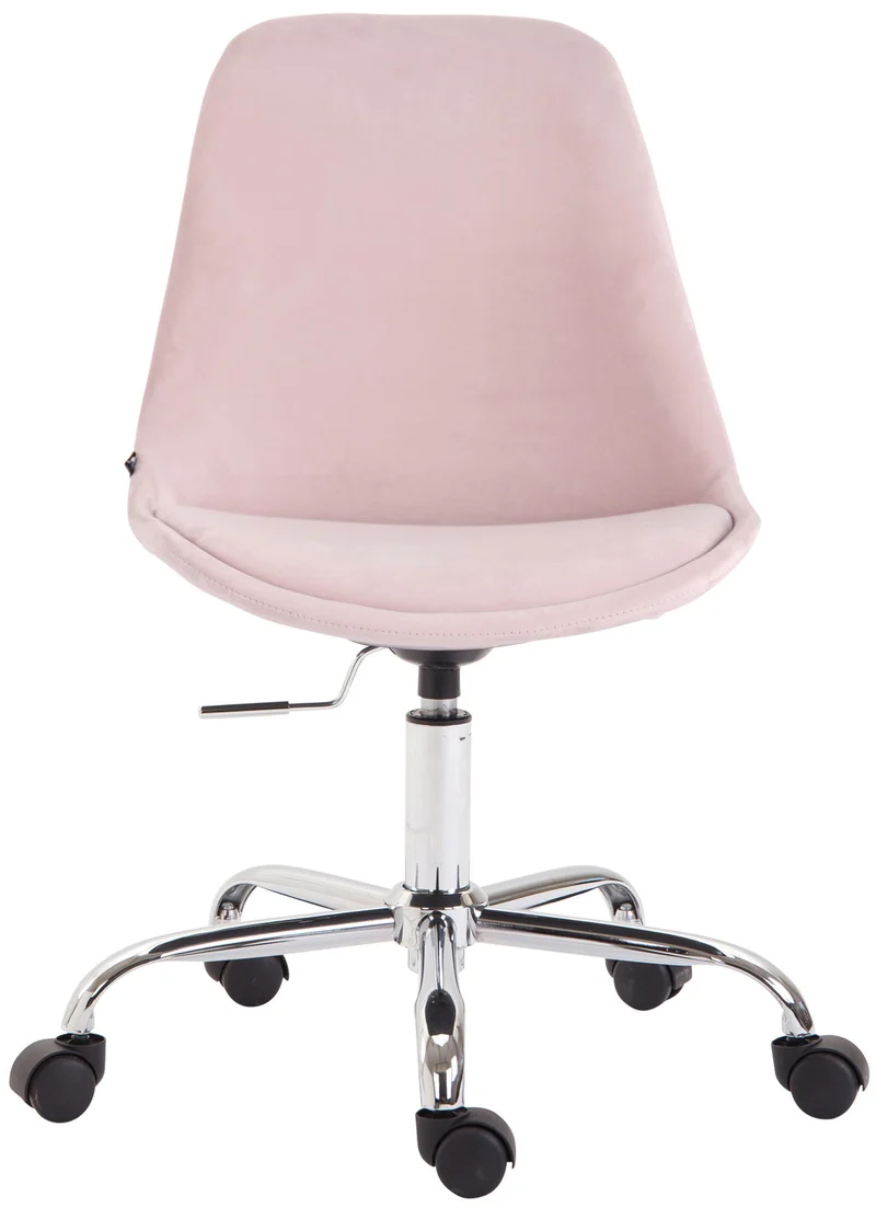 Chaise de bureau sur roulettes en tissu velours rose BUR10353
