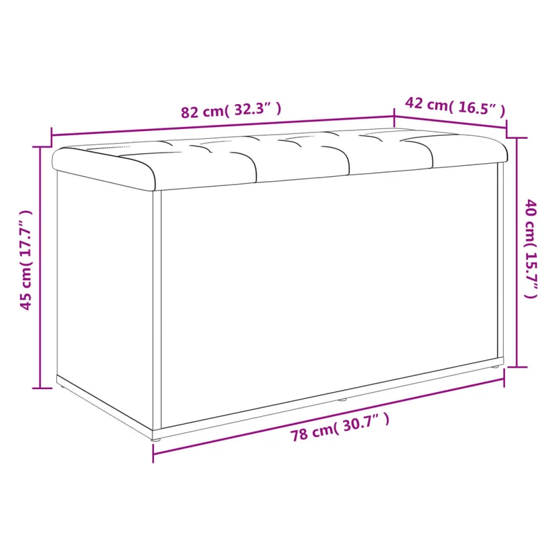 Banc banquette de rangement blanc 82 x 42 x 45 cm bois d'ingénierie blanc DEC024713