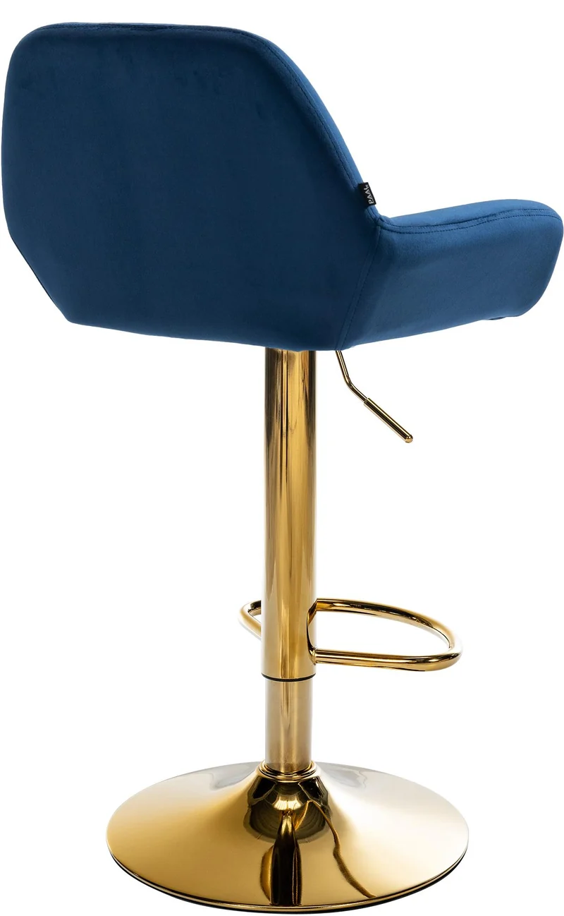Lot de 2 tabourets de bar repose-pieds intégré revêtement velours bleu structure en métal doré TDB10735