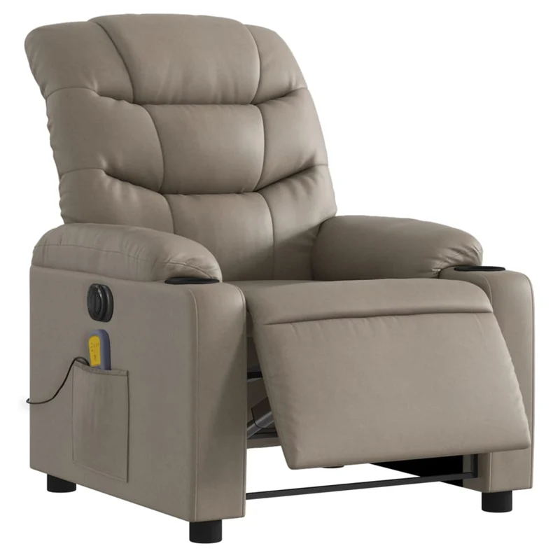 Fauteuil de relaxation TV fonction massage inclinable électrique 6 points de massage en PVC cappuccino DEC027137