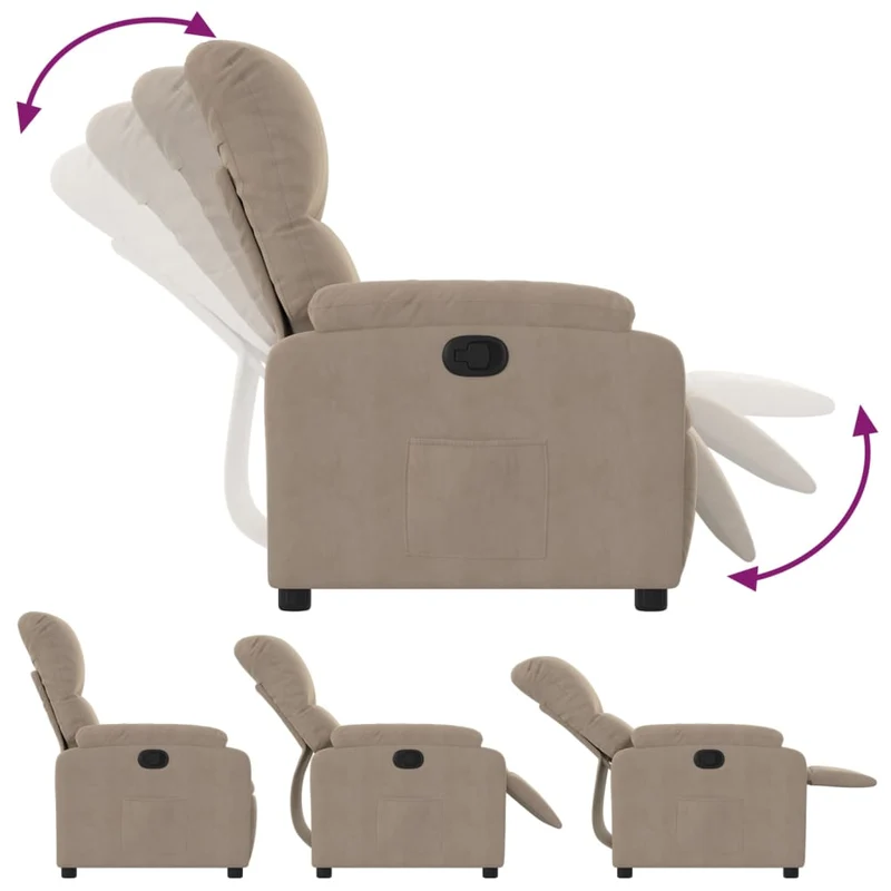 Fauteuil relax TV rembourrage confortable fonction d'inclinaison manuelle en tissu microfibre couleur taupe DEC028206
