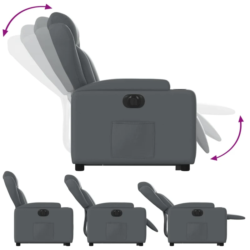 Fauteuil relax TV fonction de levage électrique très confortable en PVC gris DEC028383