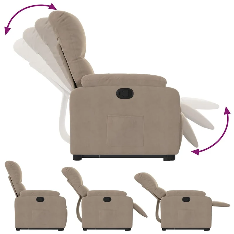 Fauteuil relax TV rembourrage confortable levage électrique en tissu microfibre couleur taupe DEC028205