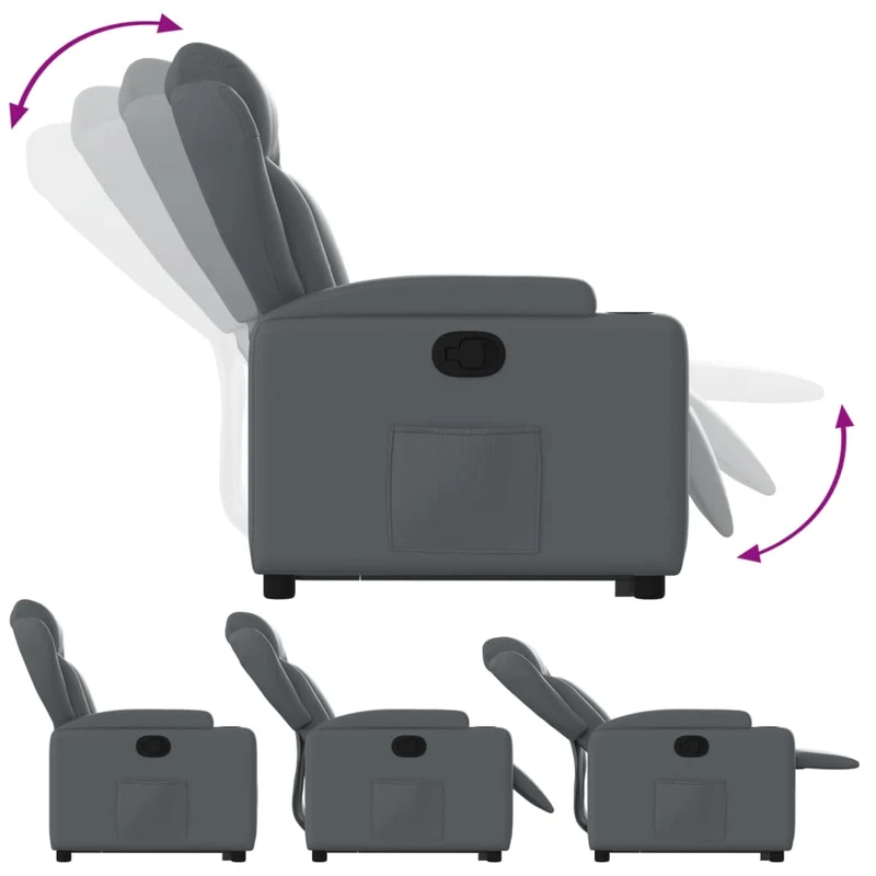 Fauteuil relax TV rembourrage confortable fonction de levage électrique en PVC gris DEC027980
