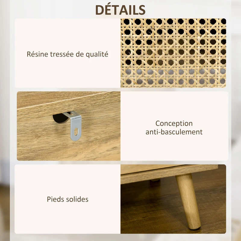 Table de chevet avec placard et niche 39 x 35 x 60 cm rangement compact cosy vintage en panneau de particules naturel 21_0001679