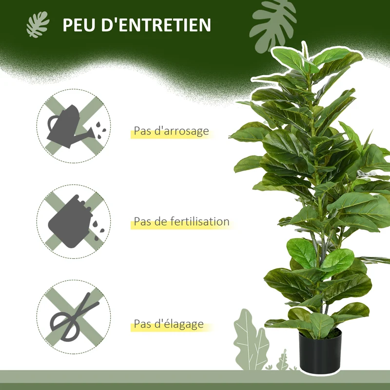 Lot de 2 plantes artificielles figuier intérieur 110 x 15 x 12,5 cm sans entretien contemporain en polyéthylène vert 21_0001316
