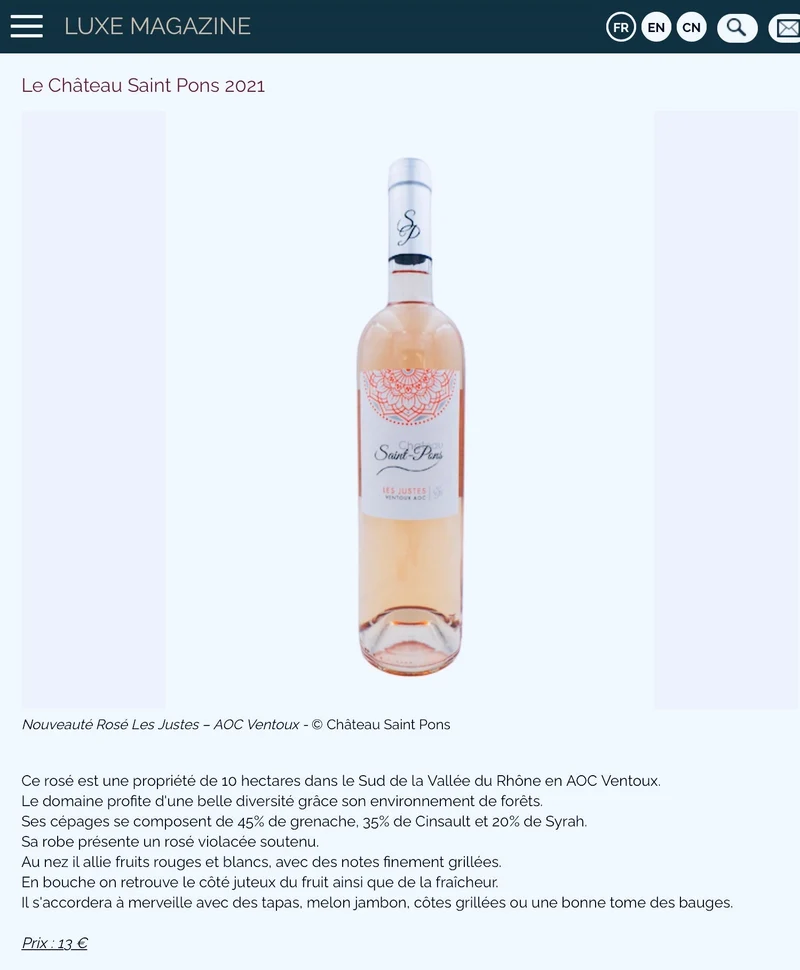 Les Justes Rosé - AOC Ventoux 2024 Vin Biologique HVE