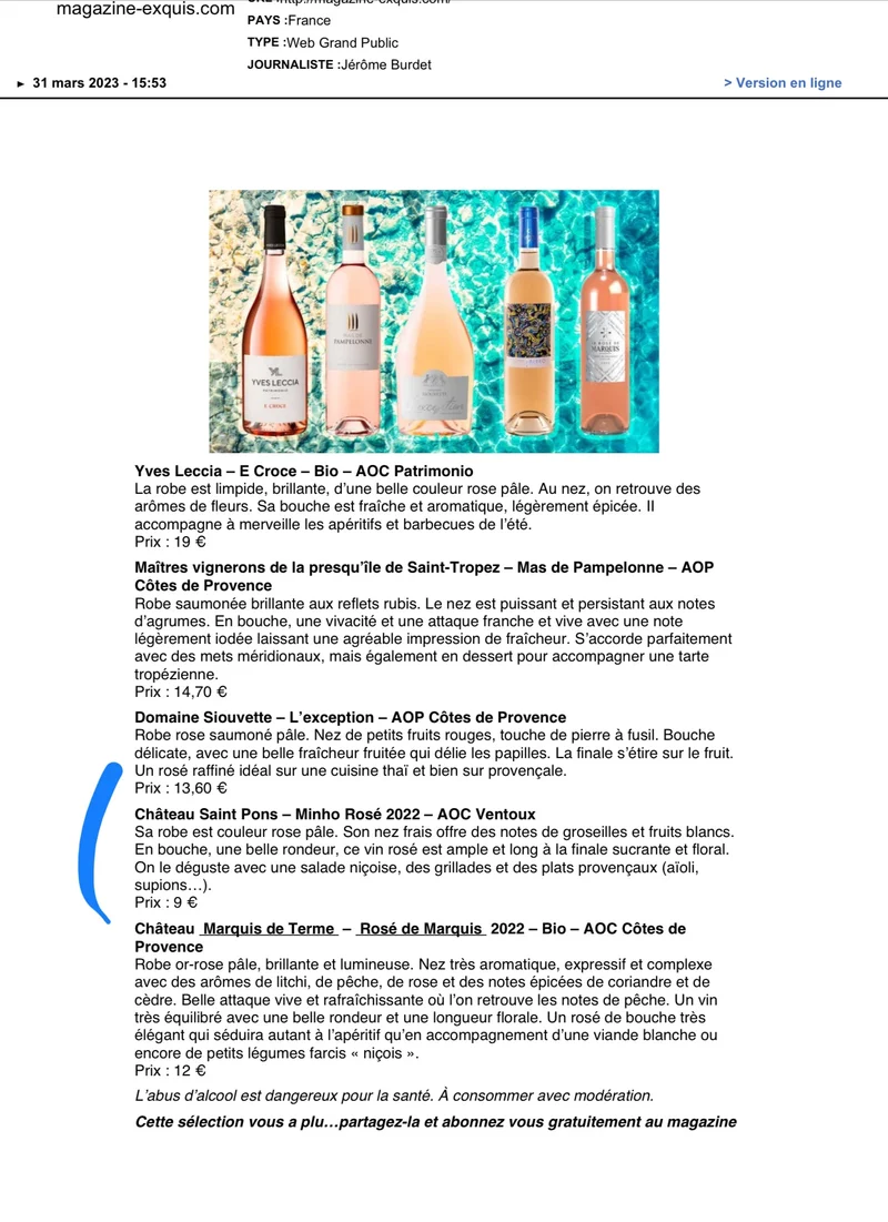 Minho Rosé - AOC Ventoux 2024 Vin Biologique HVE