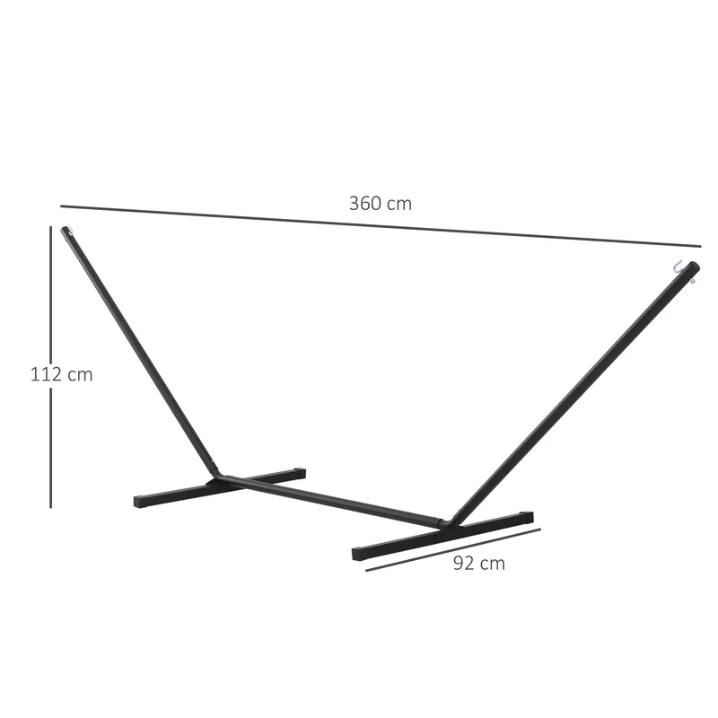 Support pied de hamac en arc 3,60 x 0,92 x 1,12 m robuste pieds antidérapants capacité 120 kg contemporain en métal noir 21_0004471