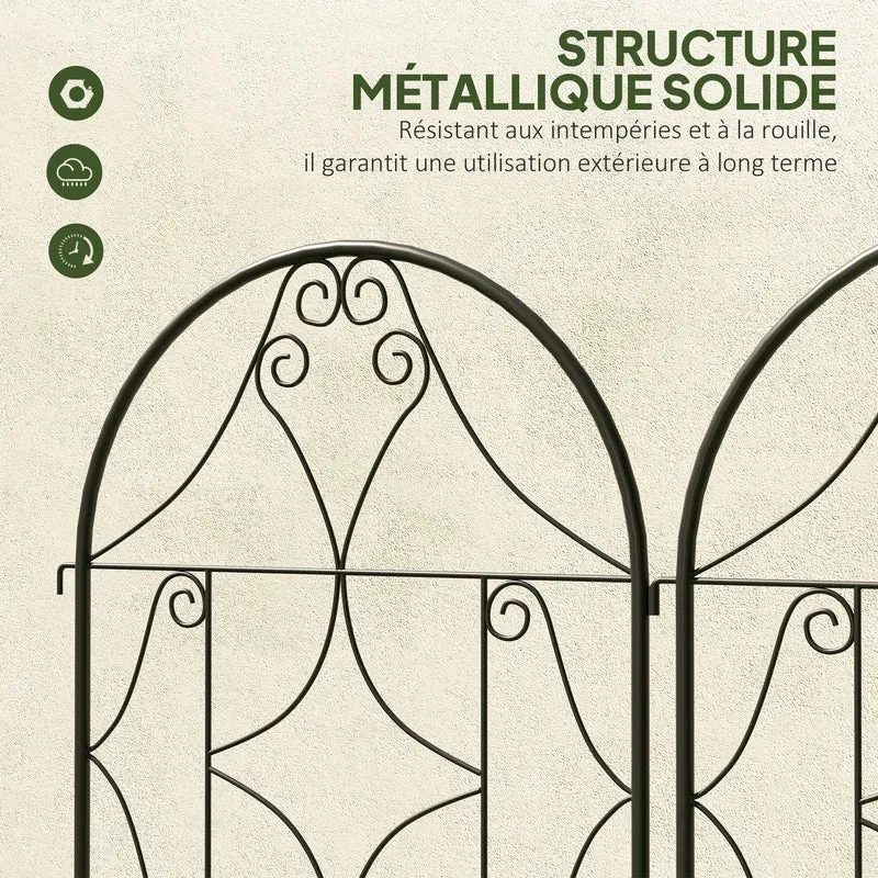 Lot de 2 treillis jardin pour plantes grimpantes 50 x 180 cm panneau d'intimité antirouille contemporain en métal noir 21_0005563