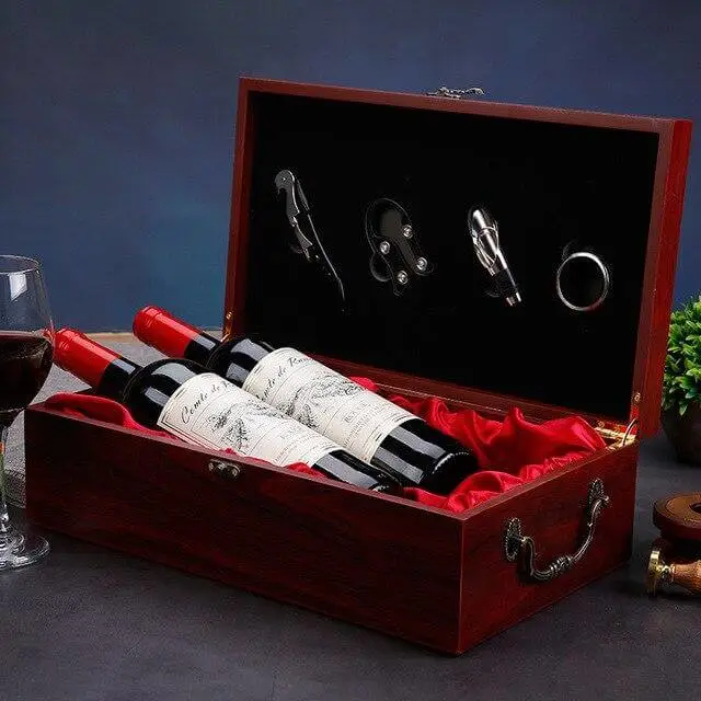 Boite en Bois Bouteille de Vin Bacchus