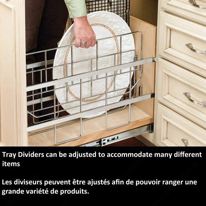 Tiroir coulissant inférieur et support de diviseur à plateau ou enveloppage à pointes rabattues Rev-A-Shelf