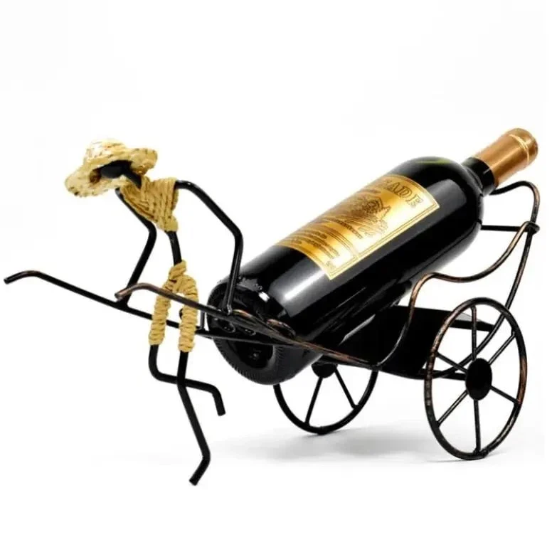 Porte Bouteille Charette | Gold & Black