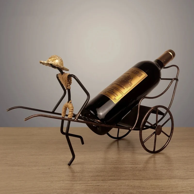 Porte Bouteille Charette | Gold & Black