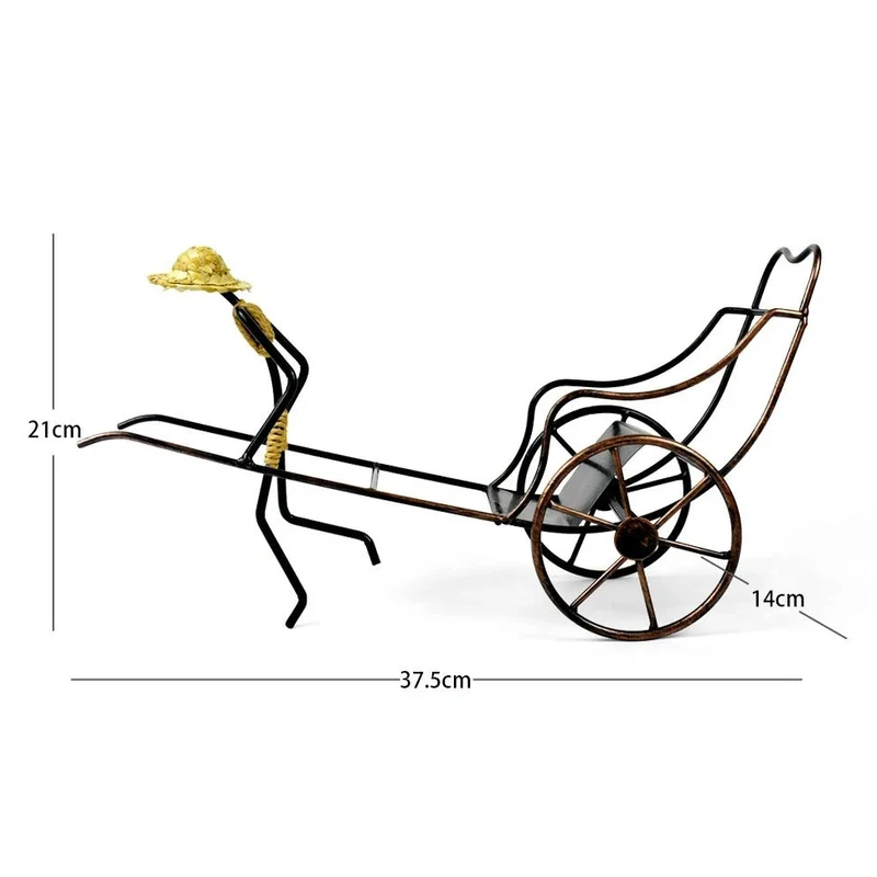 Porte Bouteille Charette | Gold & Black