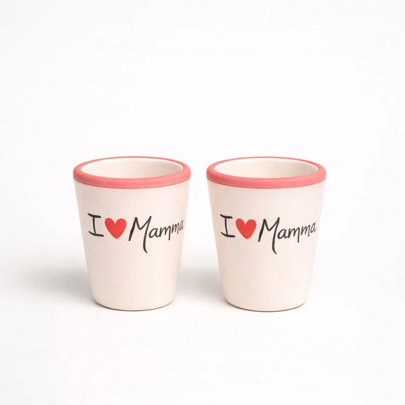 Love Mamma Limoncello Cups (Set of 2) – Handmade Italian Ceramic