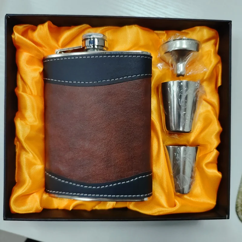 Flasque à Alcool revêtement double cuir