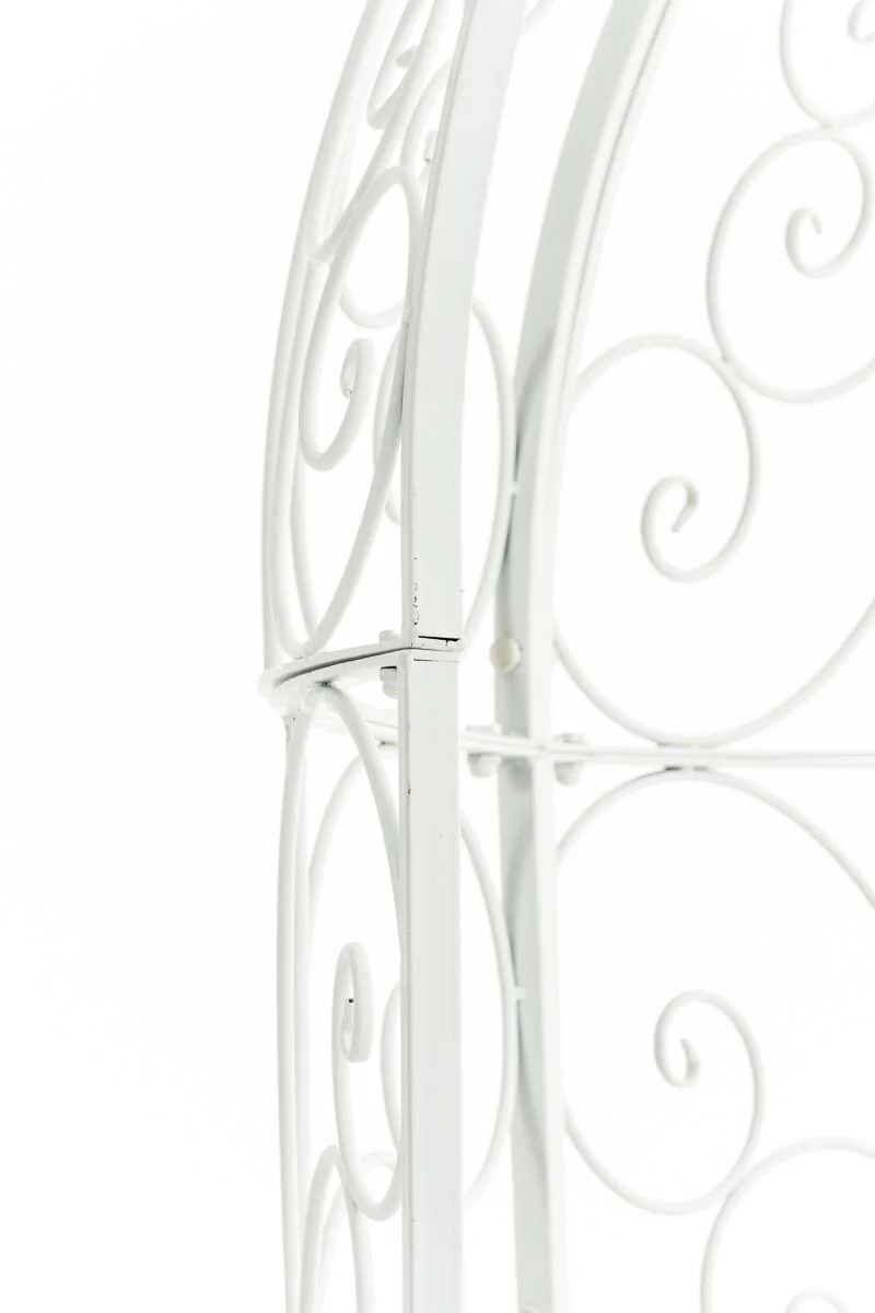 Banc de jardin avec arche à rosiers en métal blanc style vintage MDJ10182