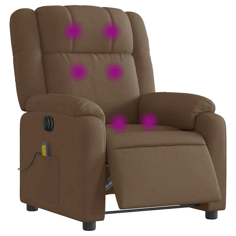 Fauteuil de relaxation fonction d'inclinaison électrique 6 points de massage en tissu marron DEC027794