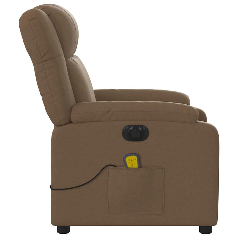 Fauteuil de relaxation fonction d'inclinaison électrique 6 points de massage en tissu marron DEC027794