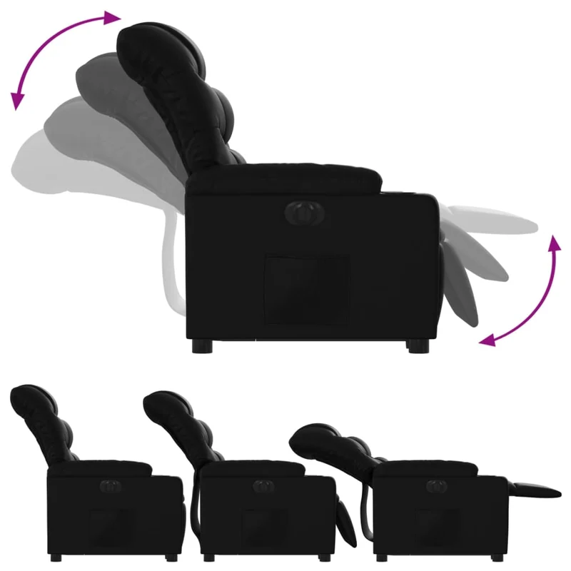 Fauteuil relax TV fonction de levage électrique très confortable en PVC noir DEC028479