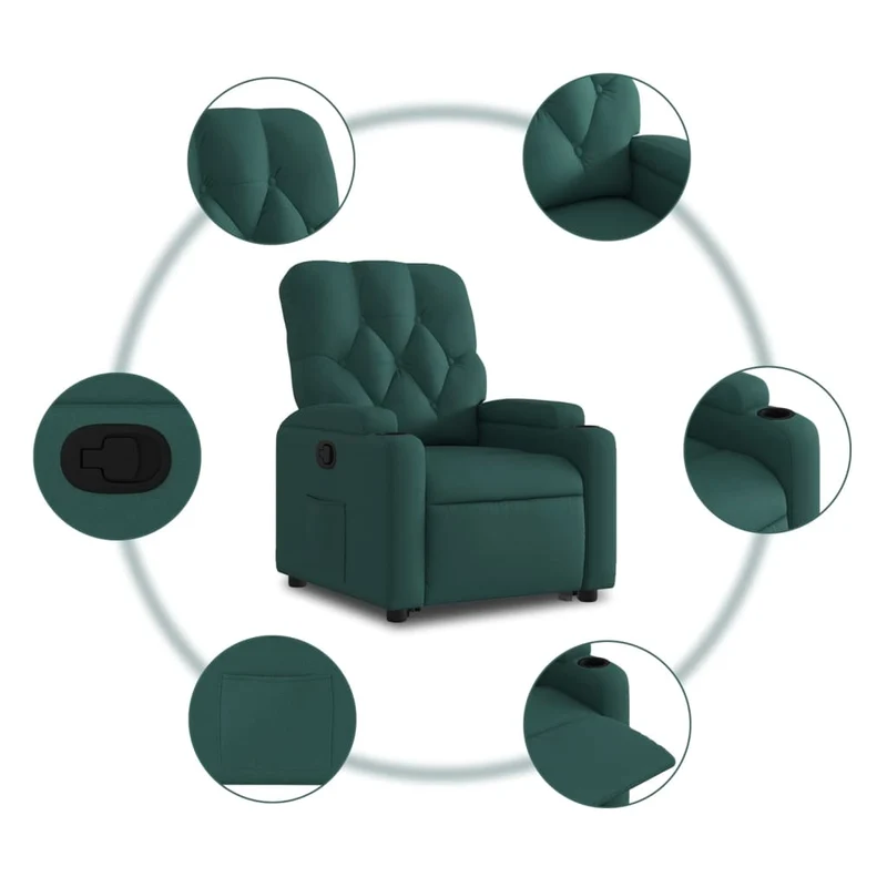 Fauteuil relax TV rembourrage confortable fonction de levage électrique en tissu vert foncé DEC028213