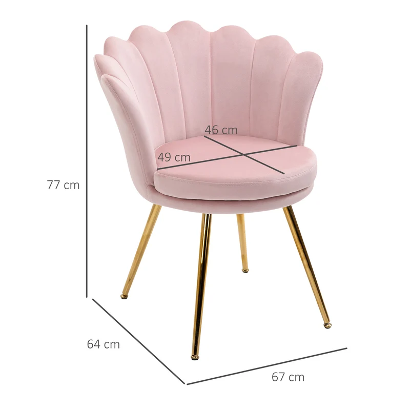 Lot de 2 fauteuil coquillage salon 67 x 64 x 77 cm assise cocooning dossier courbé classique chic en velours rose poudré 21_0003190