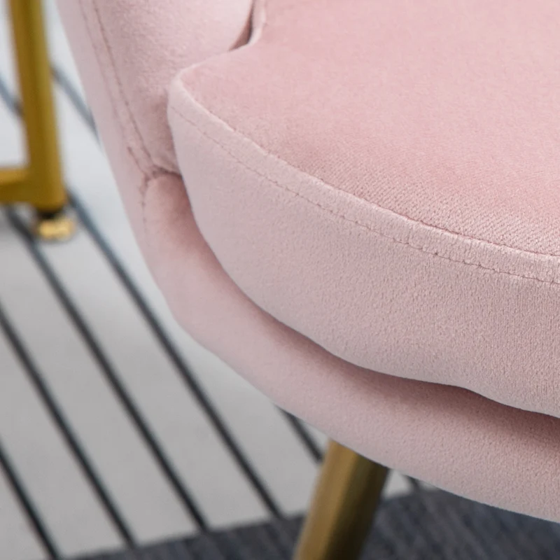Lot de 2 fauteuil coquillage salon 67 x 64 x 77 cm assise cocooning dossier courbé classique chic en velours rose poudré 21_0003190